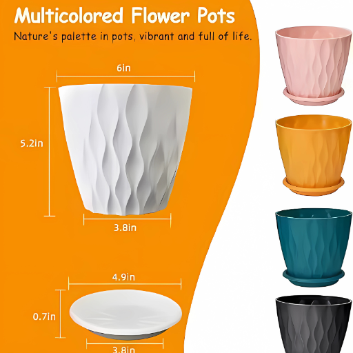 Vibrant Blooms – Set of 5 Colorful Decorative Flower Pots