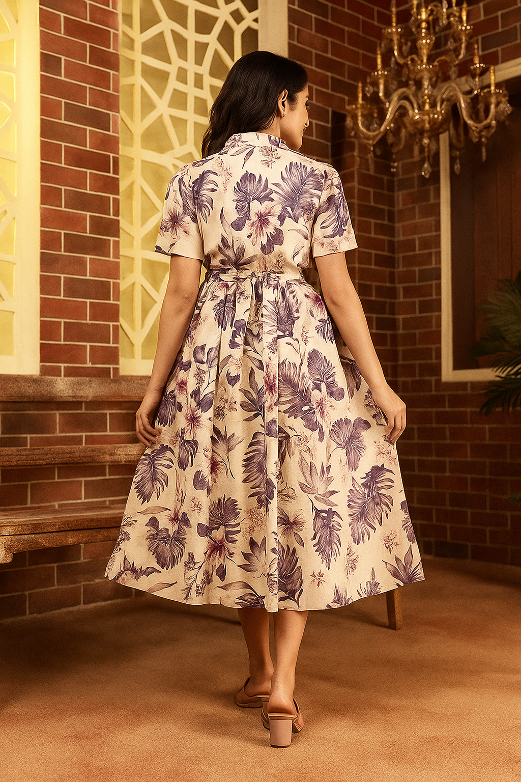 Orchid Bloom Floral Midi Dress