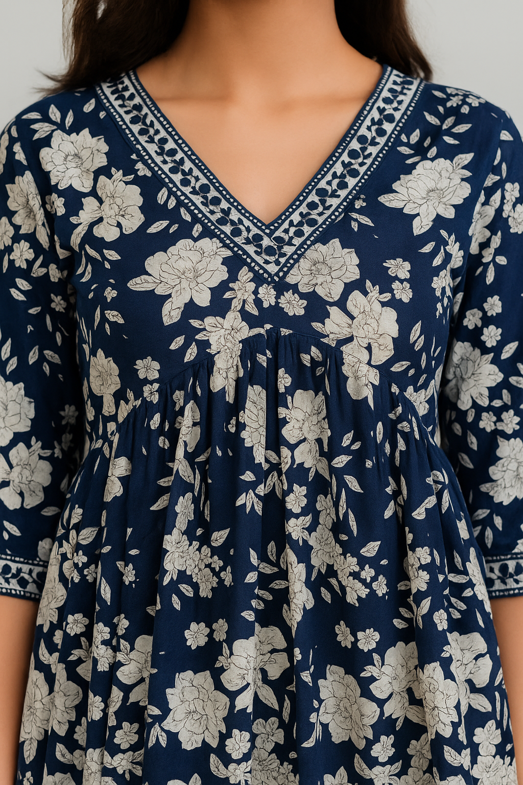 Midnight Blossom Flared Mini Dress