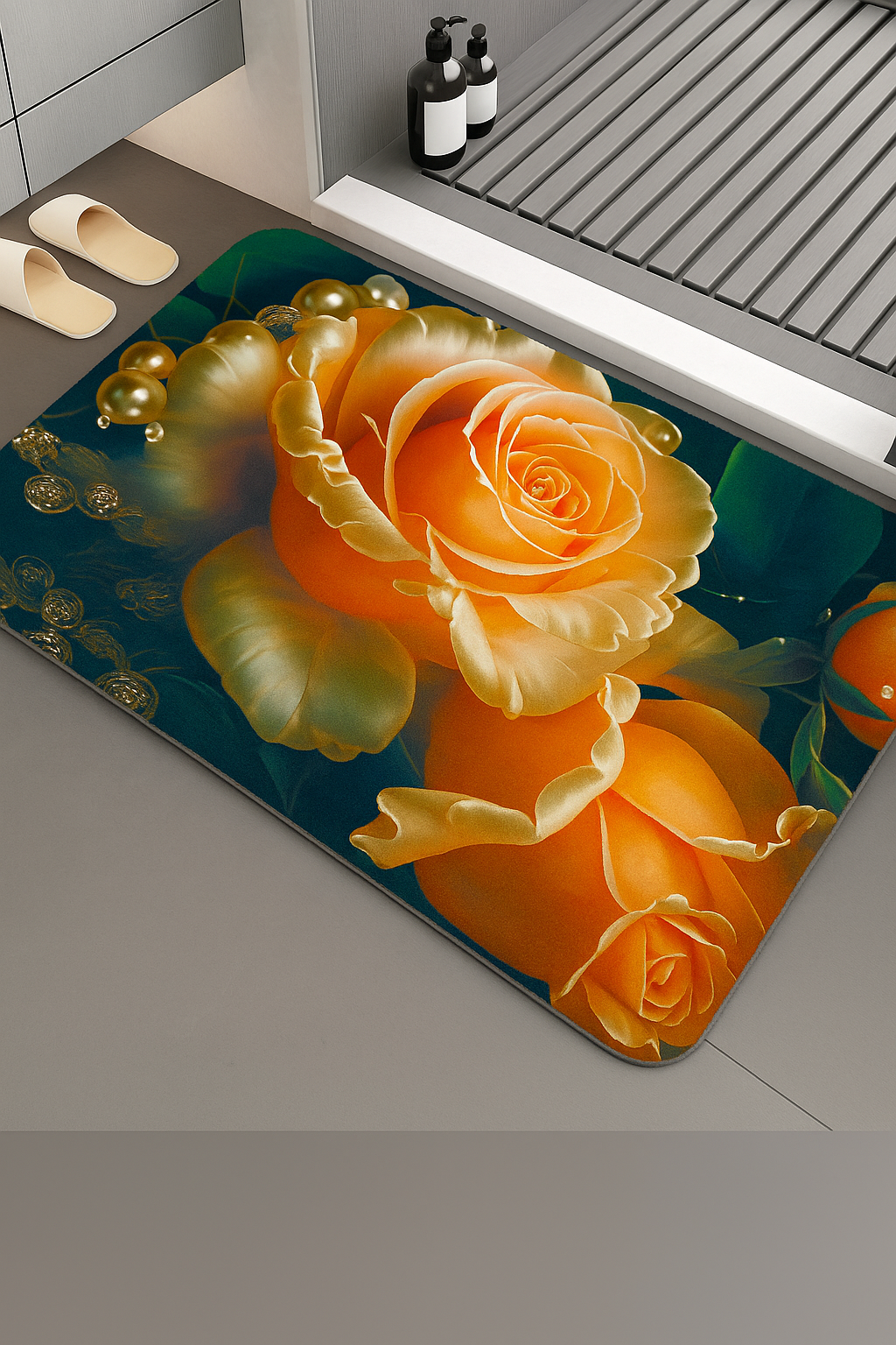 Flower Print Foot Mat