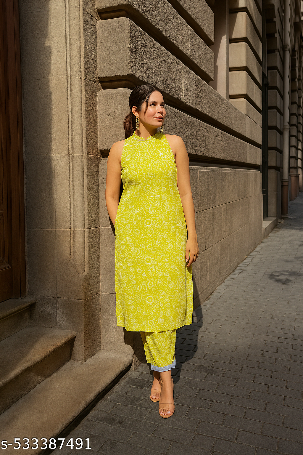Sunlit Elegance Neon Printed Halter Cord Set