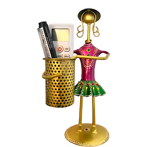 Metal Decorative Doll Pen Holder